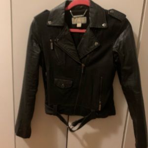 Michael Kors mixed media denim moto style jacket. Size Small